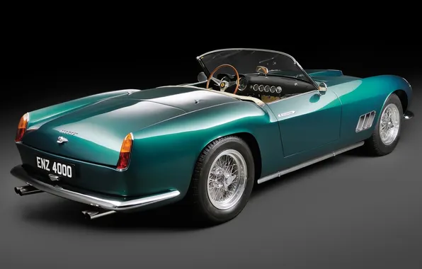 Picture Ferrari, 1960, CA, green, Ferrari, twilight, classic, rear view