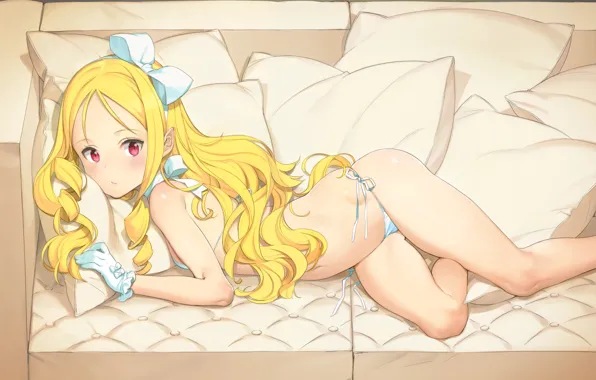 Picture girl, sofa, art, bikini, bikini, EroManga Sensei