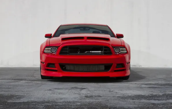 Red, mustang, red, ford, the front, Ford Mustang, gt5.0