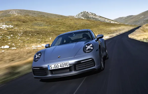 Picture road, mountains, coupe, speed, 911, Porsche, Carrera 4S, 992