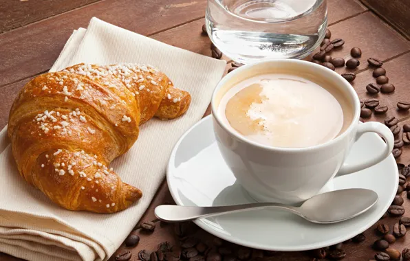 Water, table, coffee, grain, Breakfast, spoon, Cup, drink