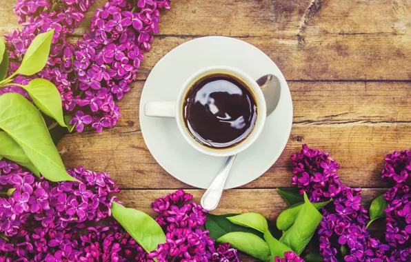 Flowers, flowers, lilac, romantic, coffee cup, lilac, a Cup of coffee