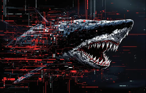 Picture stripes, shark, futuristic, AI art