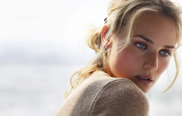 Look, face, actress, blonde, shoulders, Diane Kruger, model, Diane Kruger