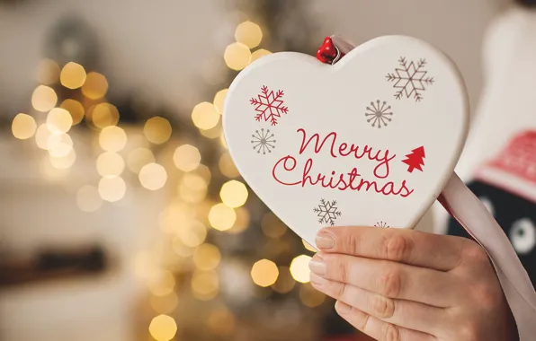 New Year, Christmas, Christmas, heart, decoration, Merry