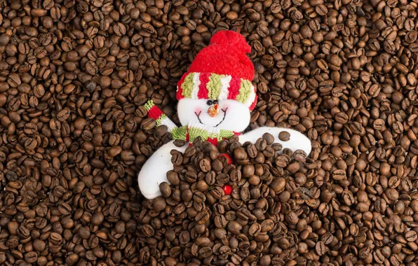 Winter, smile, background, holiday, hat, toy, coffee, Christmas