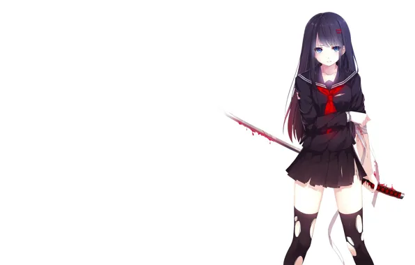 Blood, katana, cuts, Schoolgirl, wound, bandage