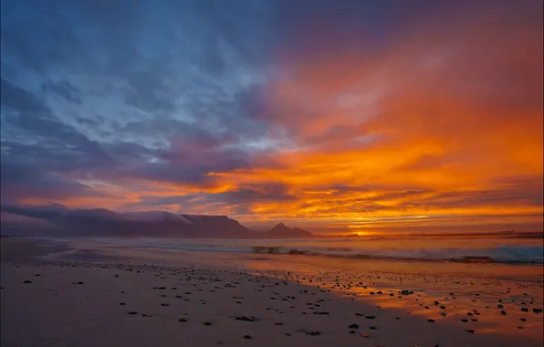 Picture sea, beach, sunset