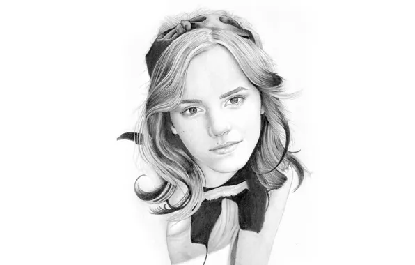 Figure, portrait, pencil, Emma Watson