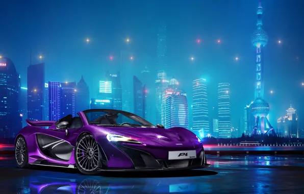 Photoshop, McLaren, night city, hypercar, McLaren P1