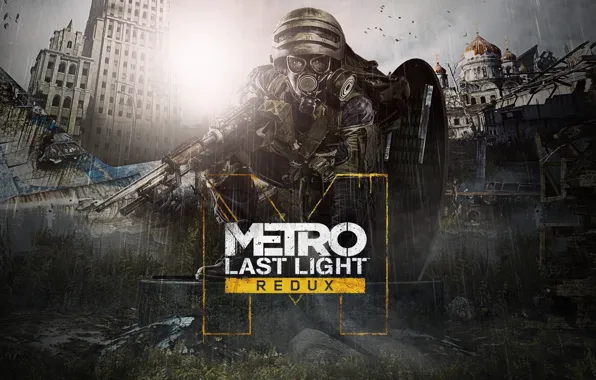 The city, weapons, logo, Church, Metro, ruins, poster, Last Light