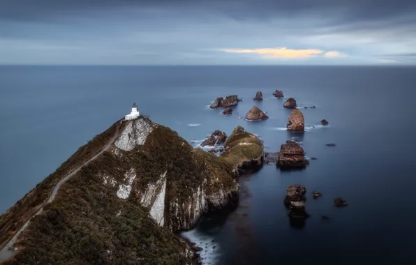 Sea, New Zealand, Nugget Point Lighthouse