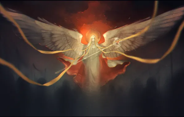 Angel, art, tape, rod