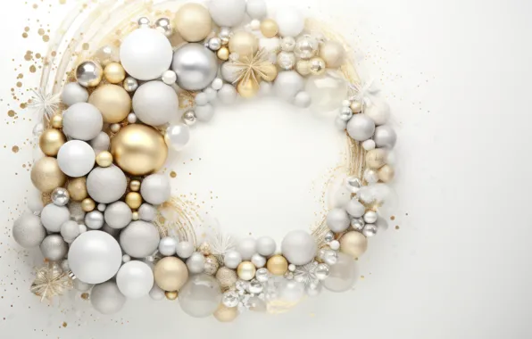 Balls, silver, Shine, Christmas, white background, New year, Notepad, gold plated