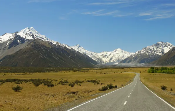 Road, mountains, desert, America, Nevada