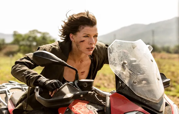 Picture frame, motorcycle, Milla Jovovich, Milla Jovovich, Alice, Resident Evil: The Final Chapter, Resident evil: the …