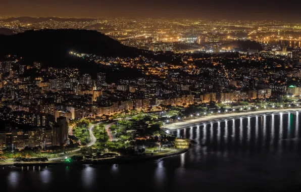 Night, lights, panorama, Brazil, Rio de Janeiro, Rio de Janeiro