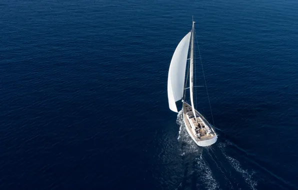 Yacht, top, Vancouver, Vancouver, sailing, drone view, sea romance, sailing