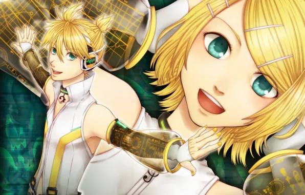Anime, art, two, Vocaloid, Vocaloid, Kagamine Len, Kagamine Rin
