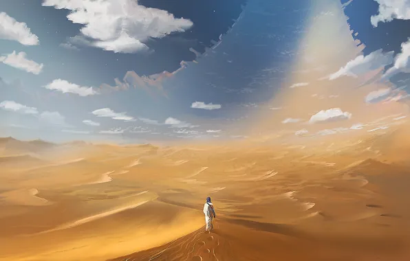 The sky, Road, People, Desert, The way, Day, Heat, Art
