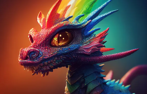 Colorful, wallpaper, dragon, pop art