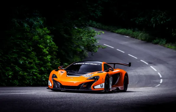 Picture McLaren, Auto, Road, Forest, Machine, Asphalt, Orange, Day