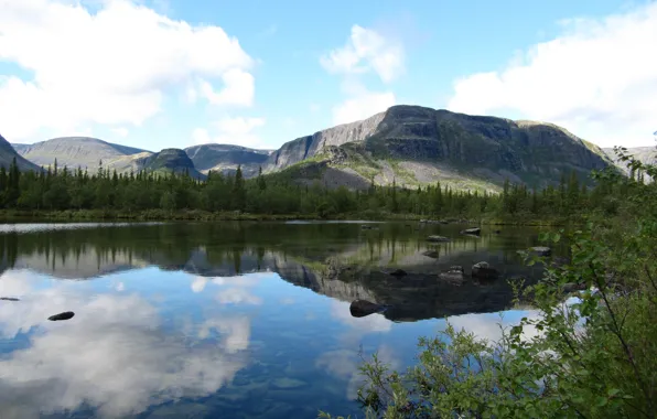 Mountains, lake, Almario, Lovozero tundra