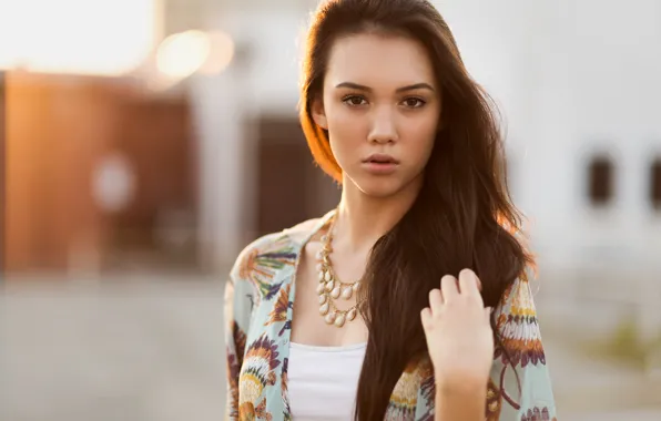 Model, portrait, brown hair, beauty, bokeh, Tien Nguyen
