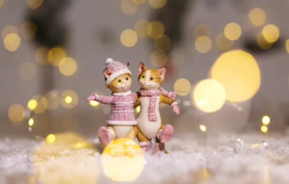 Background, cats, Christmas, figures, Kukota Ekaterina