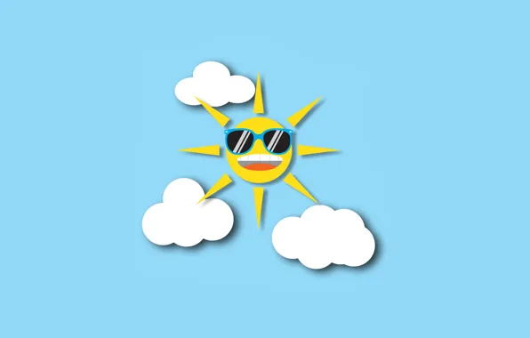The sun, clouds, minimalism, glasses