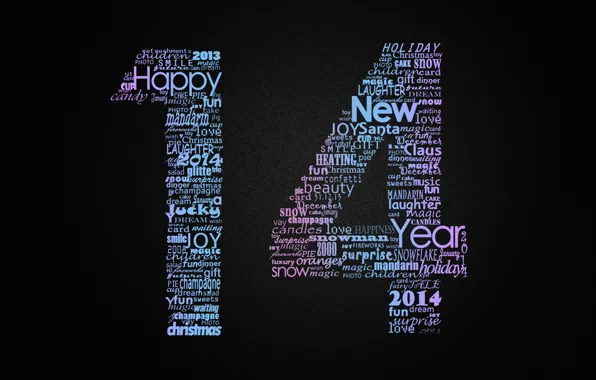 New year, words, Typography, 2014