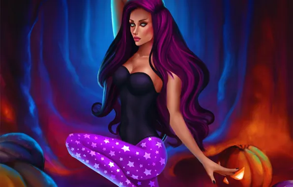 Girl, pumpkin, halloween, Halloween