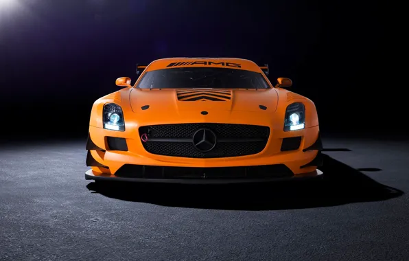 Picture orange, Mercedes-Benz, AMG, SLS, GT3, front, orange, Mercedes Benz