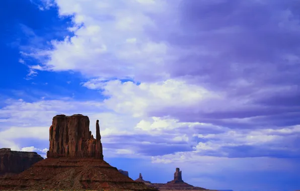 The sky, clouds, mountains, rocks, America, Prairie