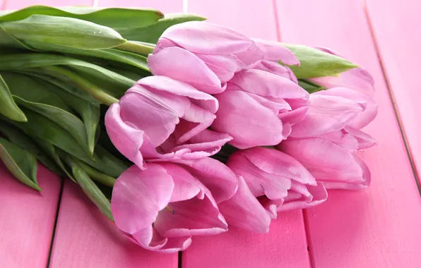 Flowers, bouquet, tulips, wood, pink, flowers, tulips, spring