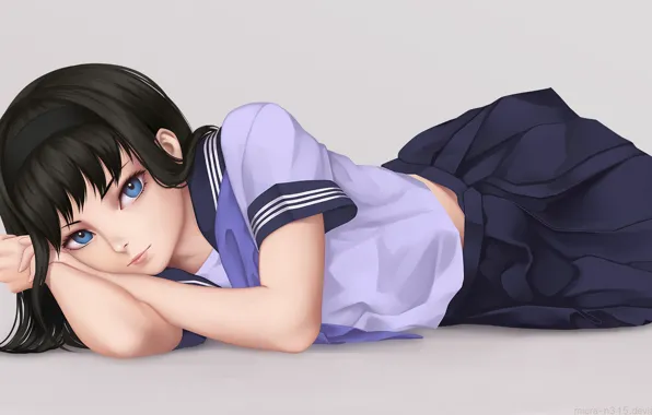 Picture art, anime, girl, lies, look