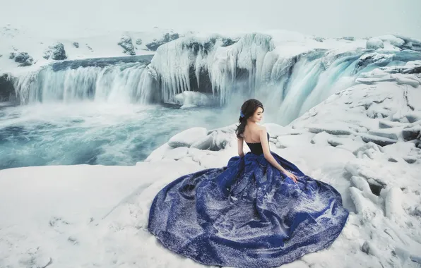 Ice, girl, dress, Asian
