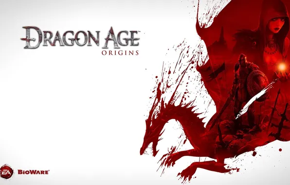 Picture blood, dragon, girl. warrior, DRAGON AGE origins
