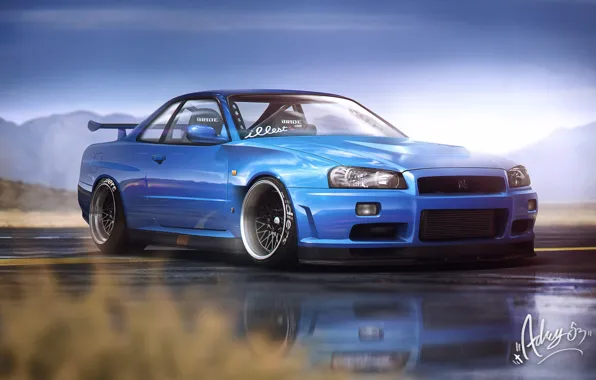 Auto, Blue, Machine, GTR, Nissan, R34, Characters, Vehicles