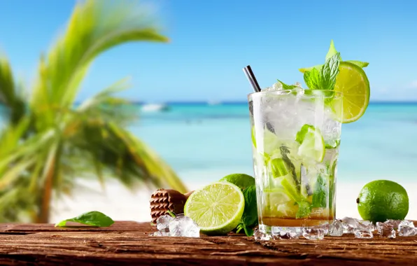 Picture sea, cocktail, lime, fresh, drink, mojito, cocktail, lime