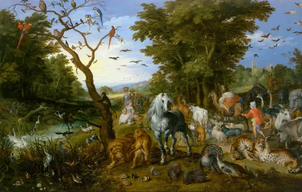 Picture, mythology, Jan Brueghel the elder, Noah Gathers the Animals for the Ark
