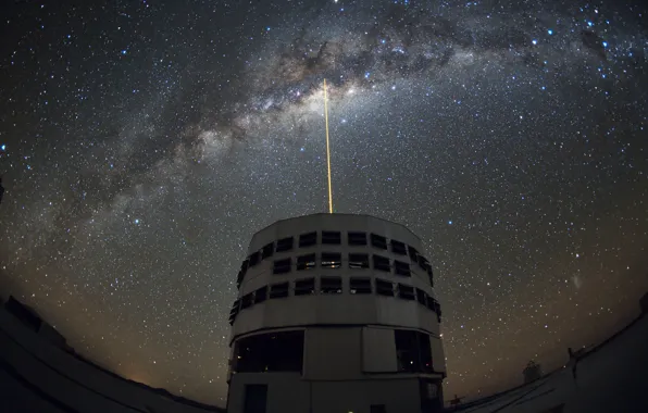 Stars, Telescope, The Milky Way, Laser