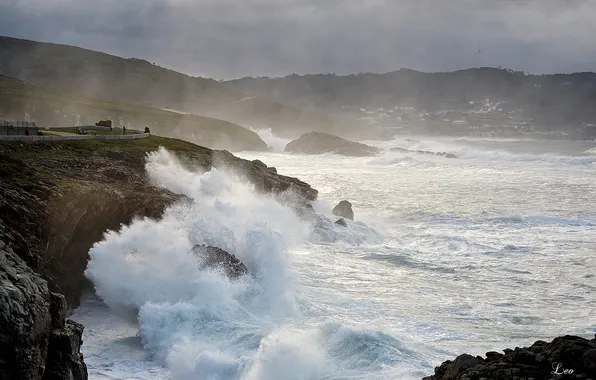 Picture sea, wave, squirt, storm, stones, shore, Leo Margareto