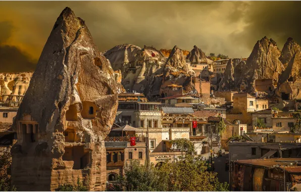 Rocks, home, Turkey, Cappadocia, Goreme