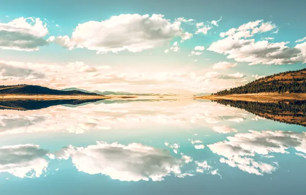 Picture summer, the sky, lake, reflection