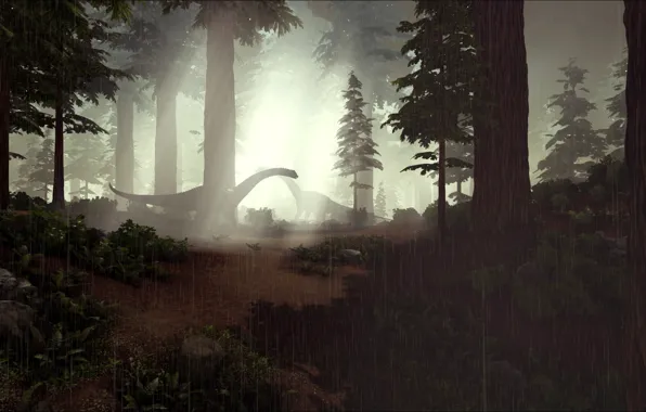 Picture game, forest, rain, ARK Survival Evolved