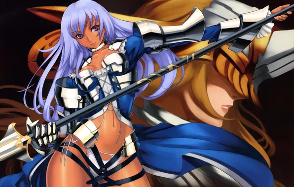 Girl, art, spear, purple hair, eiwa, no semi reimu