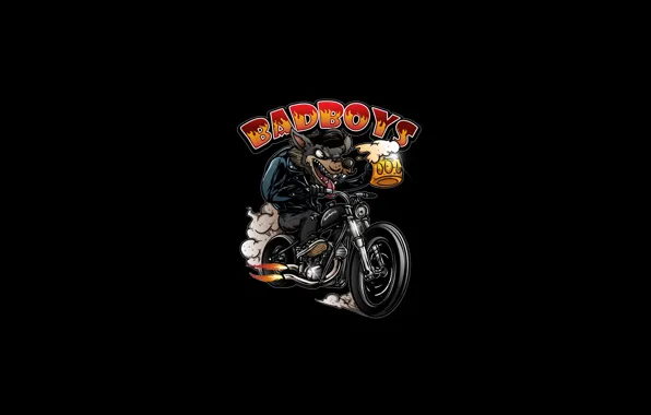 Minimalism, Figure, Style, Beer, Motorcycle, Background, Wolf, Art