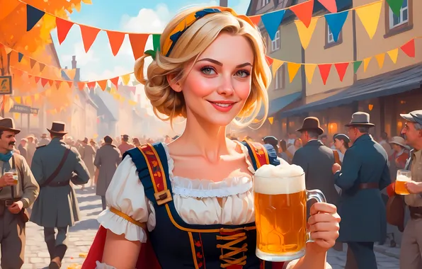 Home, Girl, Germany, Blonde, Smile, Street, People, Mug