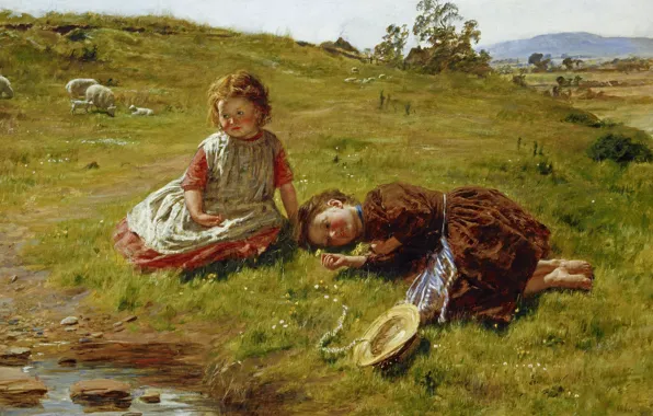 Picture Spring, Spring, Edinburgh, Edinburgh, 1864, oil on canvas, Scottish painter, William McTaggart
